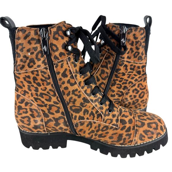 DONALD J PLINER LACE UP LEATHER COMBAT BOOTS IN LEOPARD NWOB WOMEN'S‎ SIZE 7M - Picture 4 of 14